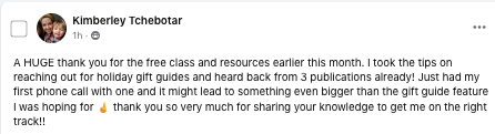 Member heard back from 3 publications about holiday gift guides on her first pitch